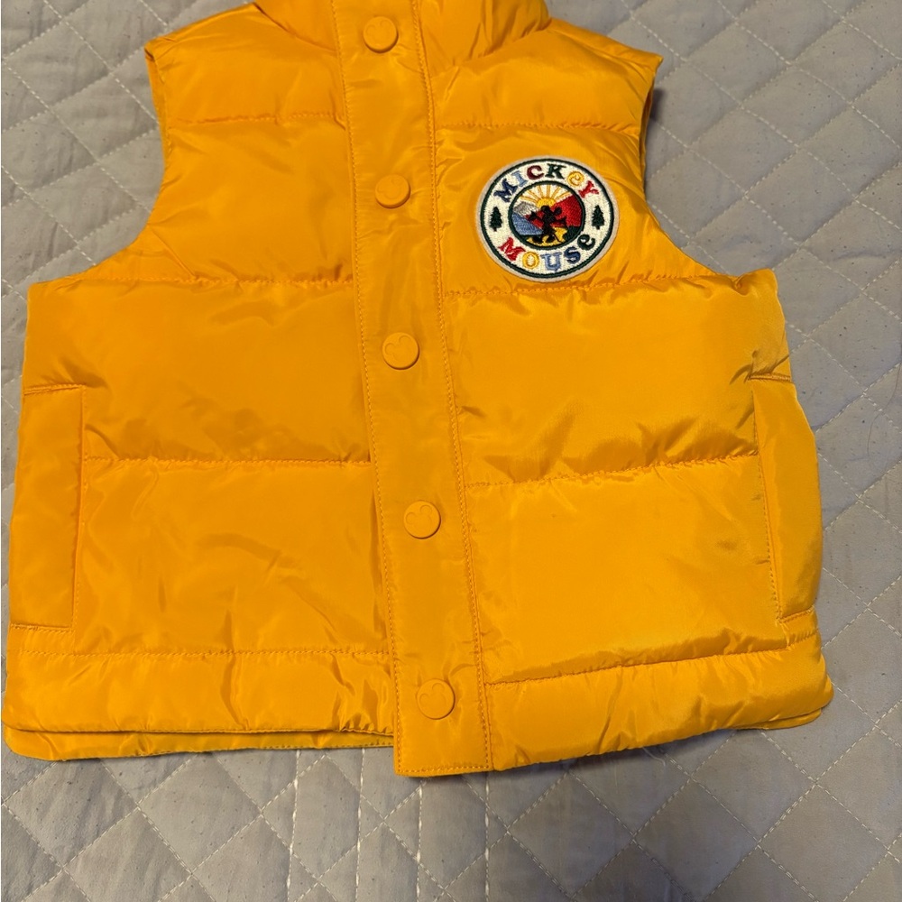 Janie and Jack Yellow Mickey Mouse Puffer Vest
